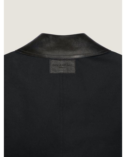 Givenchy Blue Jacket In Cotton And Wool With Leather Collar