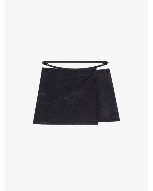 Mini jupe portefeuille Voyou en denim Givenchy en coloris Black