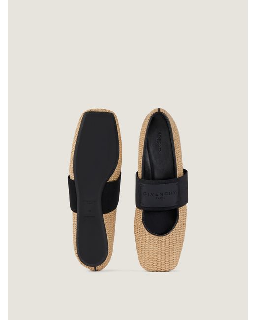 Givenchy Natural Sliced Square Raffia-Effect Ballerinas