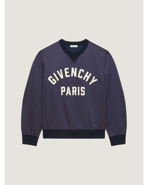 Sweatshirt en satin brodé Paris Givenchy pour homme en coloris Blue