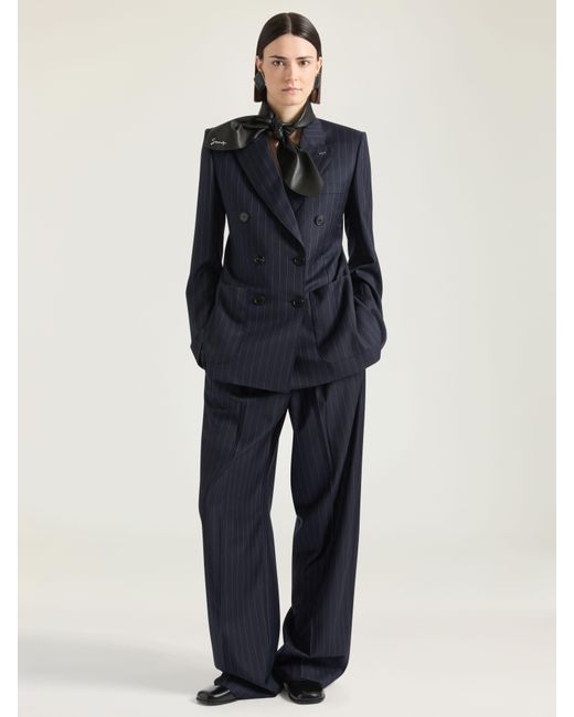 Givenchy Blue Double Pleat Striped Pants