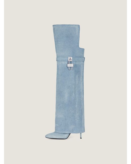 Givenchy Blue Shark Lock Stiletto Over-The-Knee Boots