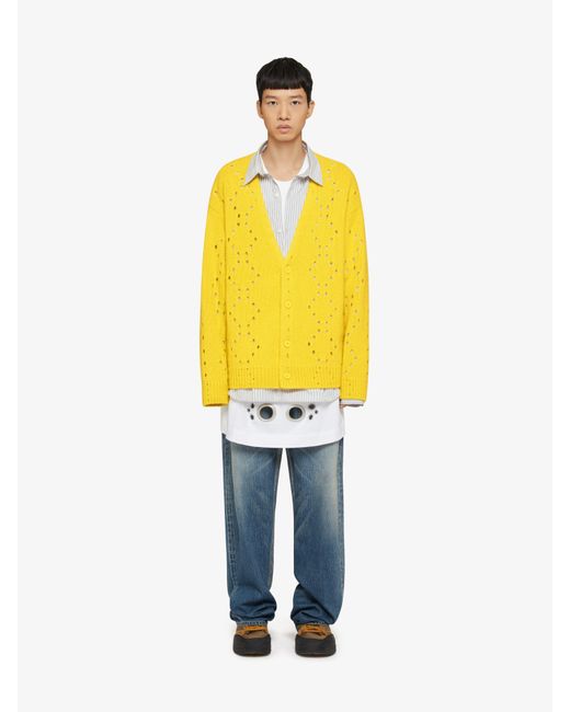 Cardigan oversize en laine Givenchy pour homme en coloris Yellow