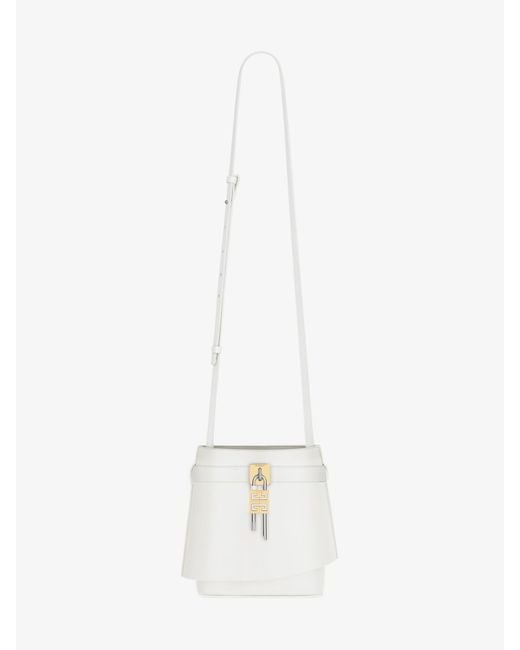 Borsa a secchiello Shark Lock in pelle Box di Givenchy in White