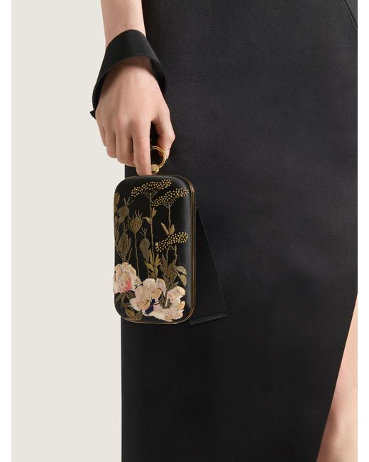 Givenchy Natural Evening Clutch With Floral Embroideries And Bow