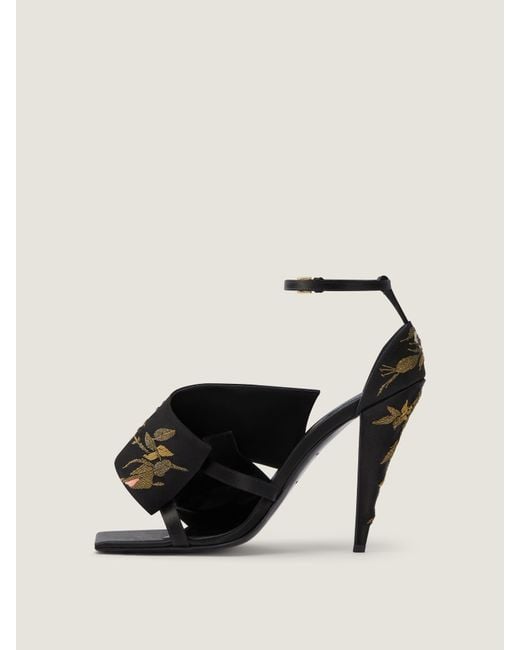 Givenchy Multicolor Sliced Square Heeled Sandals With Floral Embroideries