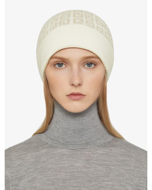 Givenchy White 4G Double Sided Beanie