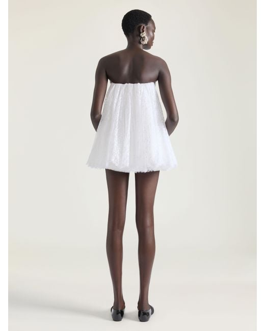 Givenchy White Lace Strapless Mini Cape Dress