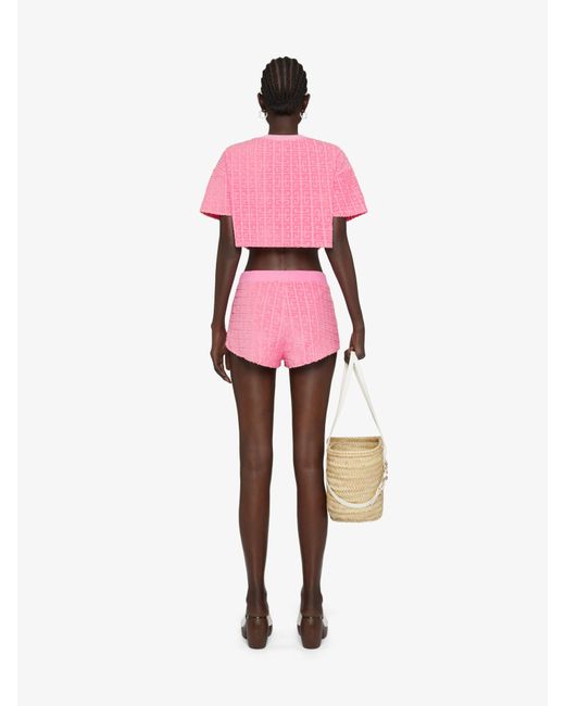 Givenchy Pink Mini Shorts In 4g Cotton Toweling Jacquard