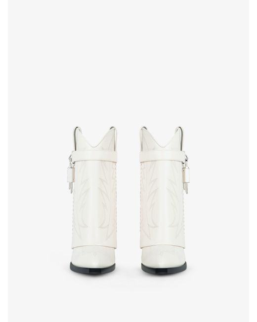 Givenchy White Shark Lock Cowboy Ankle Boots