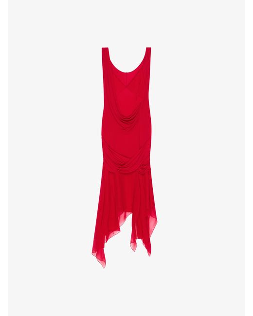 Abito drappeggiato in satin, jersey e mussola di Givenchy in Red