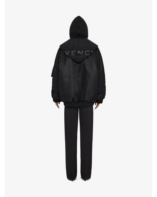 Givenchy Black Oversized Hooded Bomber Jacket