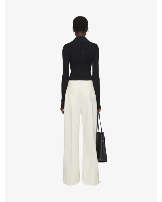 Pantaloni tailleur svasati in lana e mohair di Givenchy in White