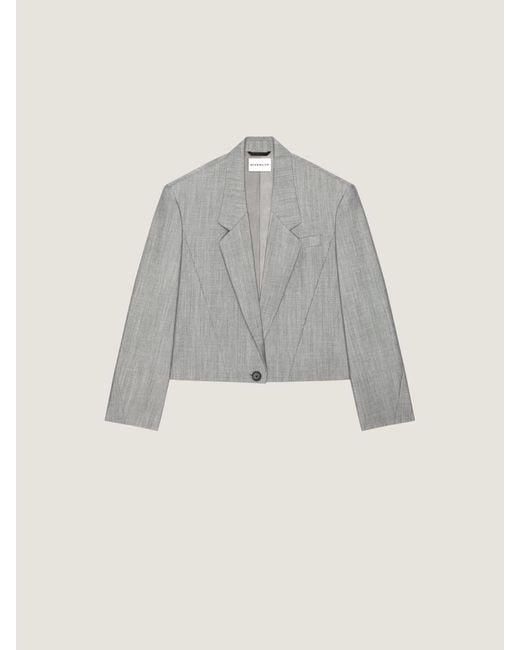 Givenchy Gray Single-Breasted Cropped Jacket