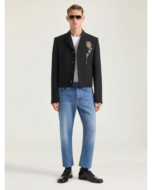 Givenchy Black Embellished Single-Breasted Cropped Jacket for men