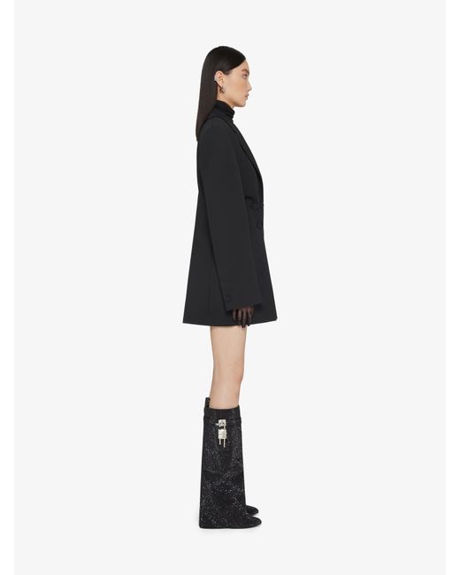 Stivali Shark Lock in satin con strass di Givenchy in Black