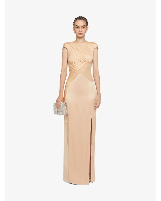 Givenchy White Evening Satin Dress And 4G Lace