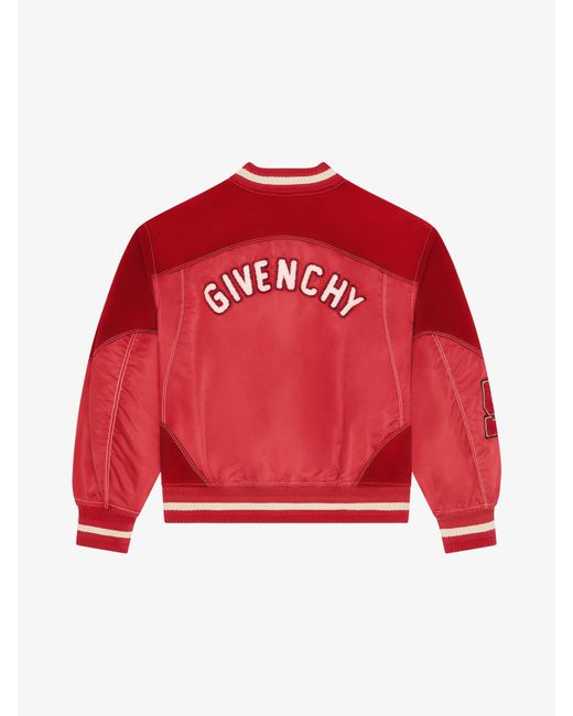 Givenchy Red College Bi-Material Varsity Jacket