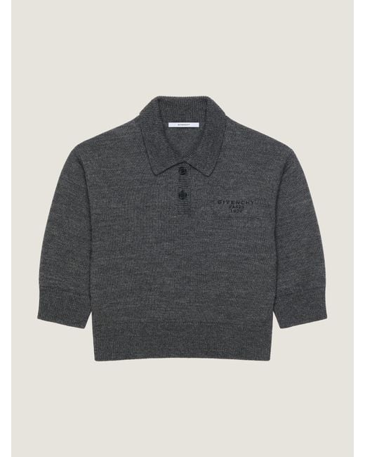 Givenchy Gray Logo Detailed Short-Sleeve Knit Polo Shirt