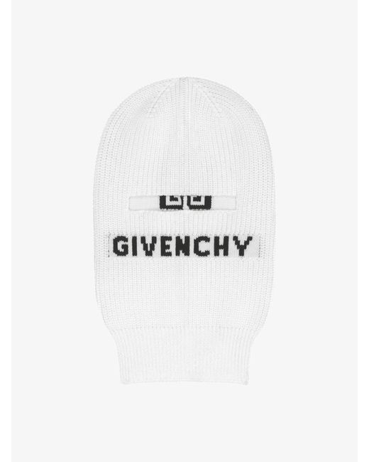 Givenchy White 4G Knitted Balaclava for men