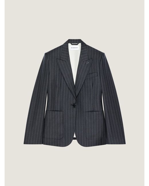 Givenchy Blue Single-Breasted Striped Jacket