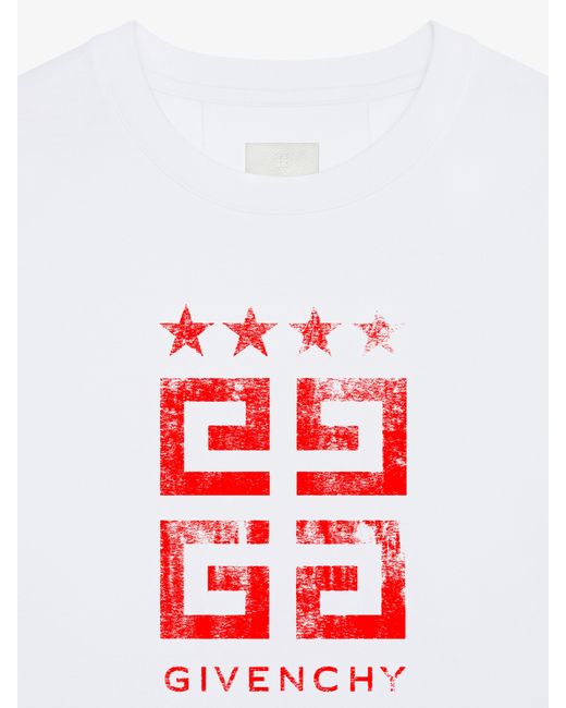 T-shirt slim 4G Stars in cotone di Givenchy in White da Uomo