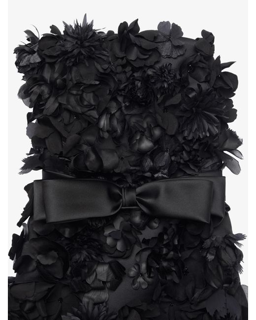 Robe bustier en satin brodée de fleurs Givenchy en coloris Black