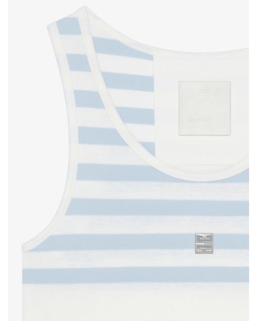 Givenchy White Slim Fit Striped Tank Top In Cotton And 4g Detail