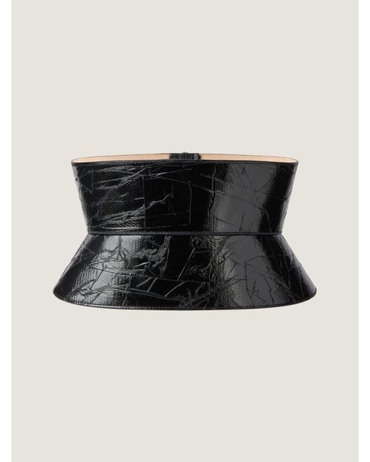 Givenchy Black Corset Belt In Leather With Tape Print