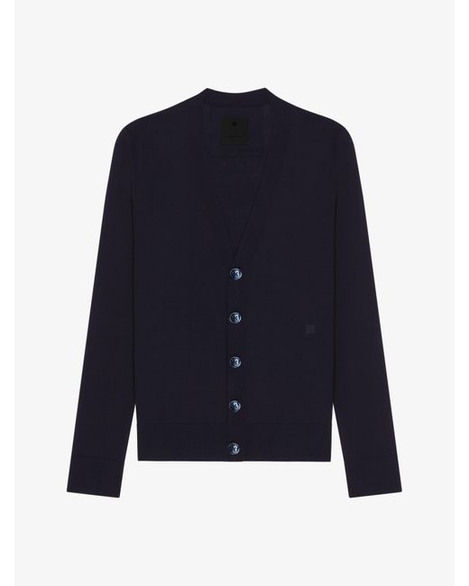 Givenchy Blue Cardigan In Cotton And Silk for men