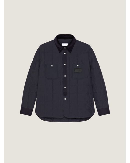 Givenchy Blue Couture Seam Quilted Overshirt Paris Patch for men
