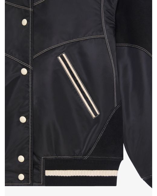 Givenchy Blue Oversized Varsity Jacket With Leather Details