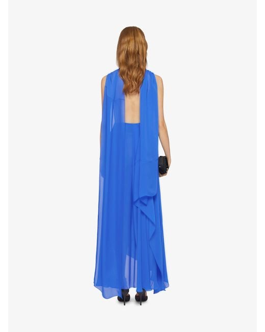 Robe drapée en satin avec lavallière Givenchy en coloris Blue