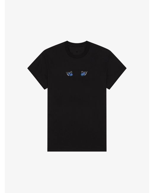 Givenchy Black T-shirt In Cotton With Cat Eye Embroidery