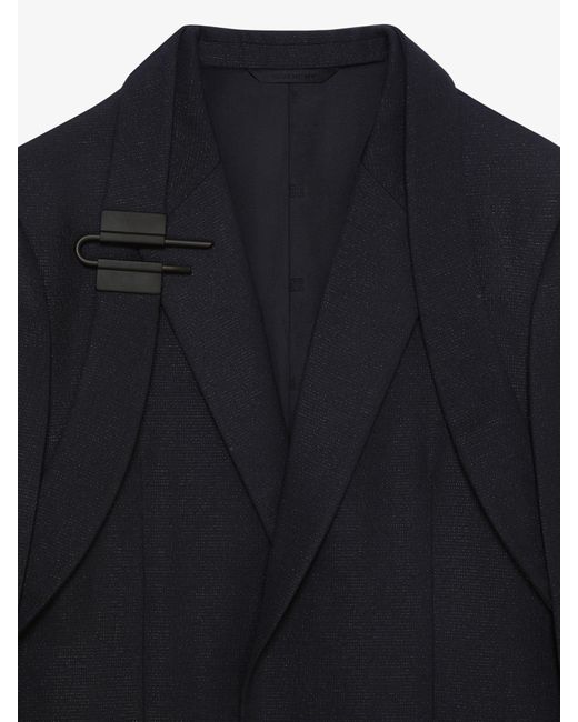 Giacca slim in lana e lurex con armatura U-Lock di Givenchy in Blue da Uomo