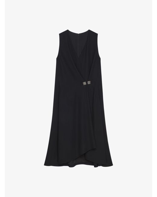 Givenchy Black Dress With 4G Detail And Pleated Effect