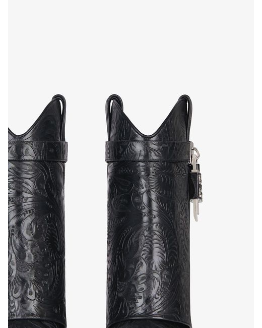 Stivali Shark Lock Cowboy in pelle con motivo Western di Givenchy in Black