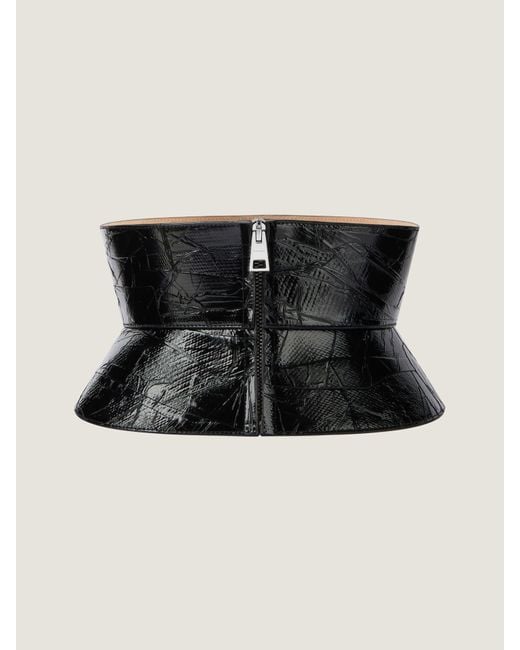Givenchy Black Corset Belt In Leather With Tape Print