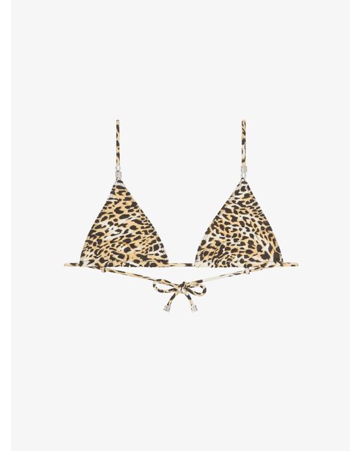 Givenchy Metallic Bikini Top With Leopard Print And 4G Detail