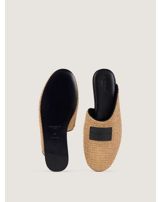 Givenchy Natural Label Raffia-Effect Flat Mules
