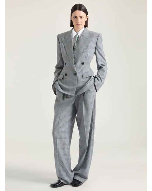 Givenchy Gray Double-Breasted Checked Jacket
