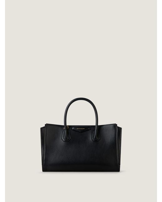 Givenchy Black Small Antigona Catchall Bag In Shiny Grained Leather