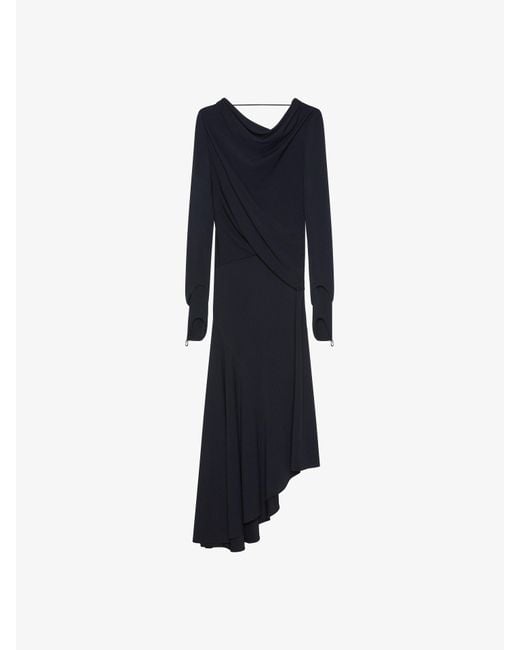Givenchy Blue Asymmetric Draped Dress