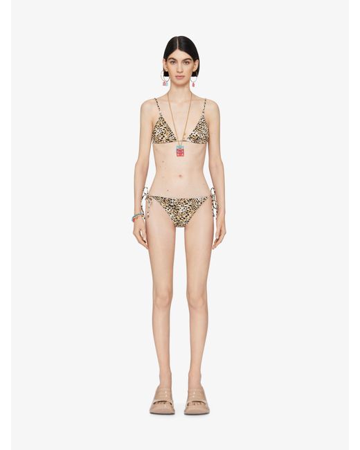 Givenchy Metallic Bikini Top With Leopard Print And 4G Detail