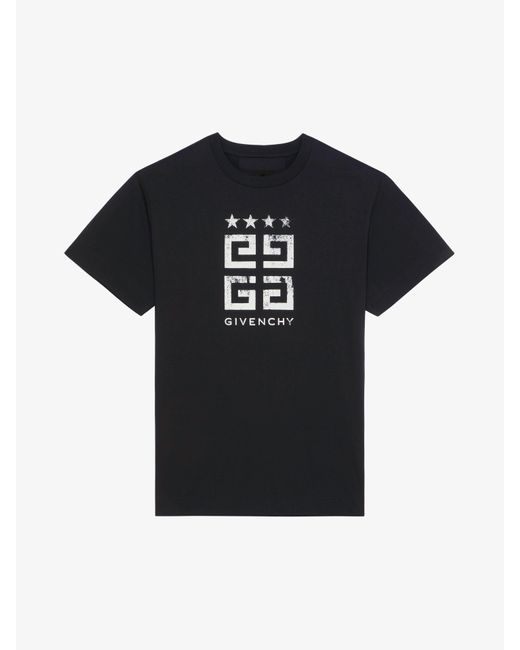 T-shirt slim 4G Stars in cotone di Givenchy in Black da Uomo