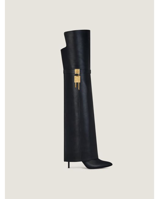 Stivali cuissard Shark Lock Stiletto in pelle di Givenchy in White