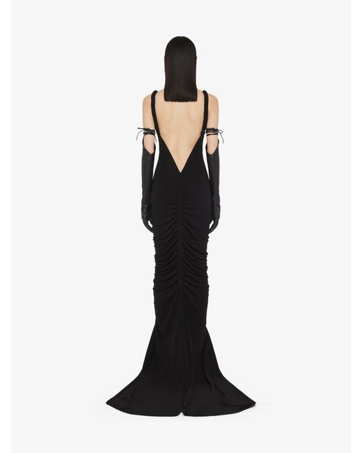 Robe froncée à bretelles torsadées en crêpe Givenchy en coloris Black