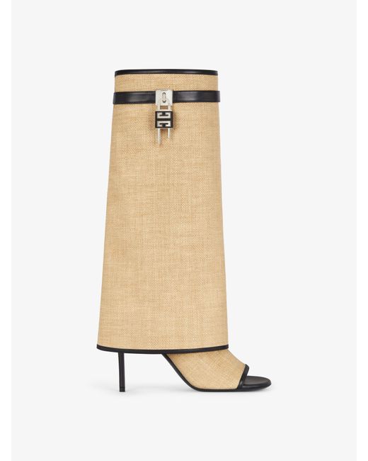 Givenchy Natural Shark Lock Stiletto Sandal Boots In Raffia