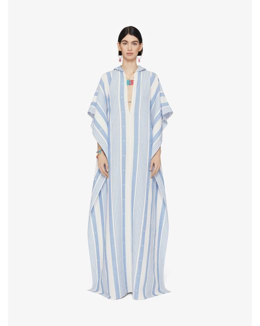 Givenchy Blue Kaftan In Cotton And Linen With 4g Stripes