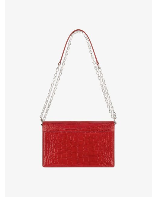 Givenchy Red 4g Medium Bag In Alligator With Chain